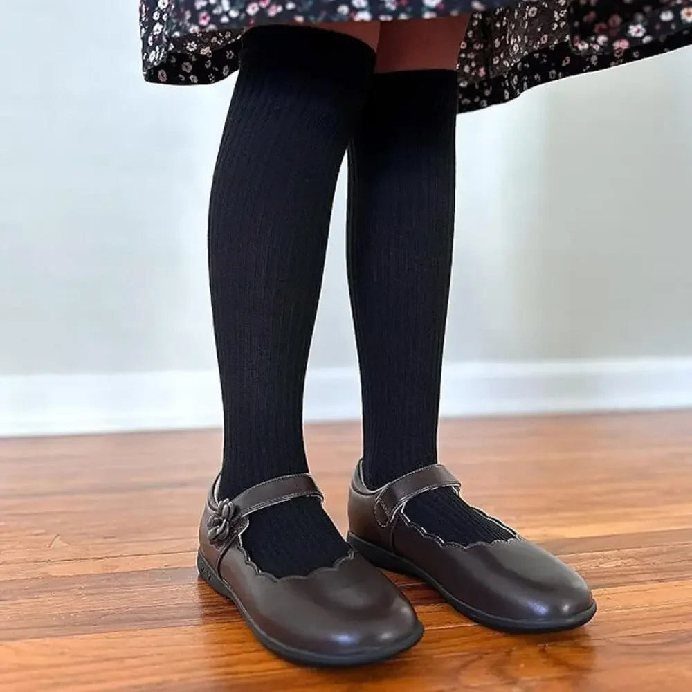 Stelle Girls Mary Jane Dress Shoes Brown Scalloped Bow Heart Heel Size 5 New - Picture 3 of 5